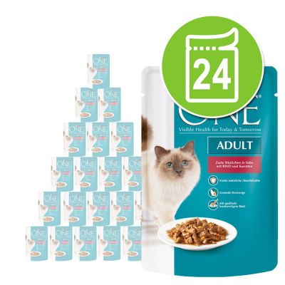 Purina One märkäruoat 24 x 85 g - Sterilised, kalkkuna & vihreät pavut