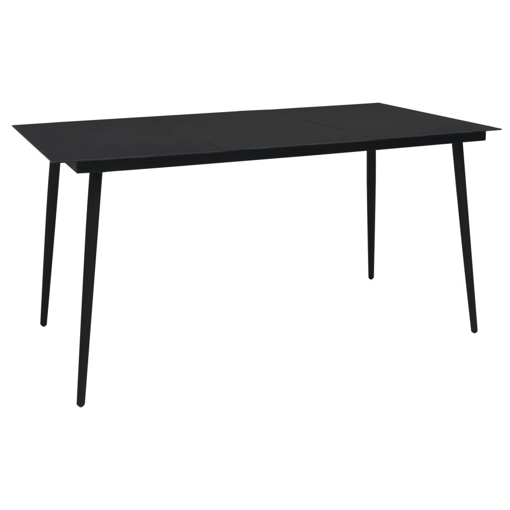vidaXL Puutarhan ruokapöytä musta 190x90x74 cm teräs ja lasi