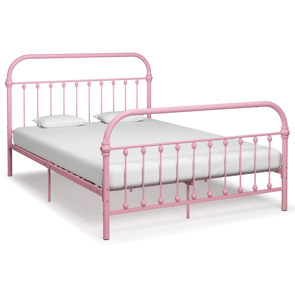 vidaXL Sängynrunko pinkki metalli 160x200 cm