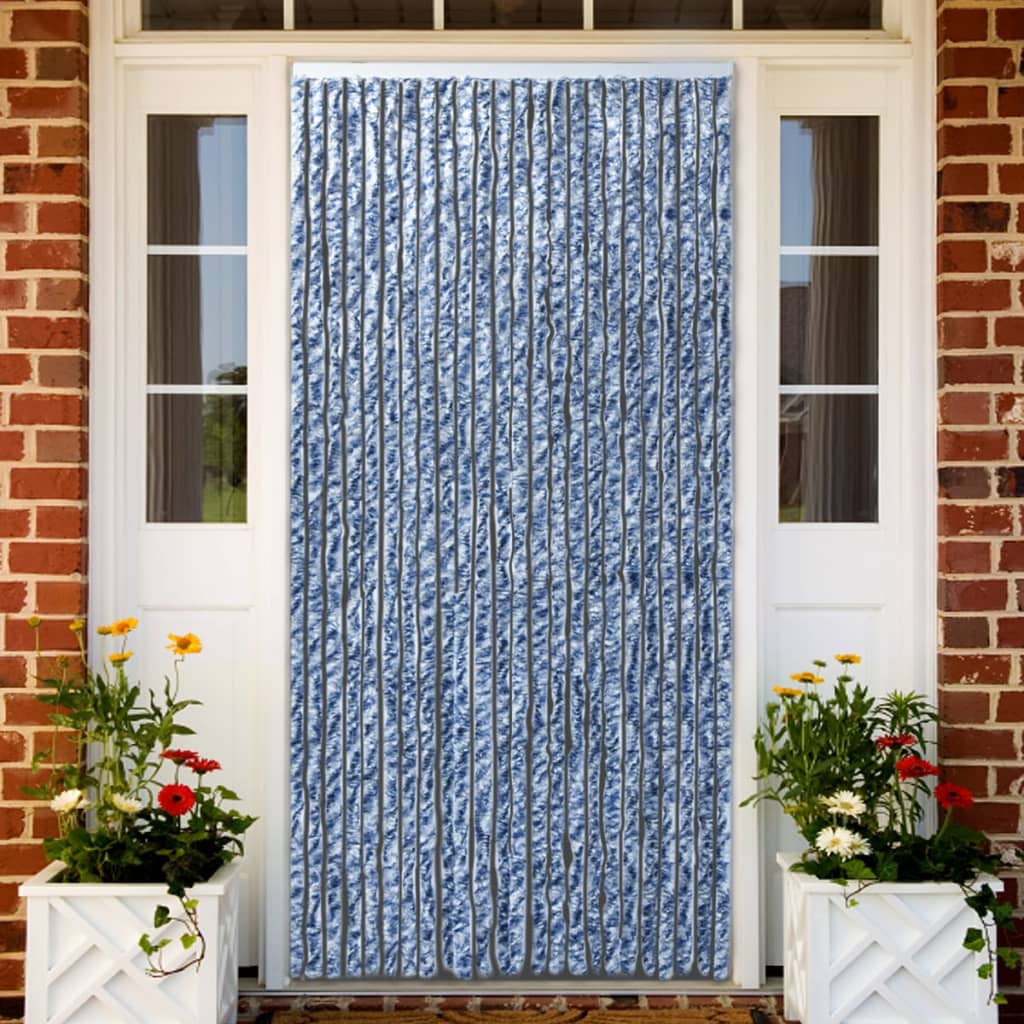vidaXL Hyönteisverho sininen, valkoinen ja hopea 100x220 cm Chenille