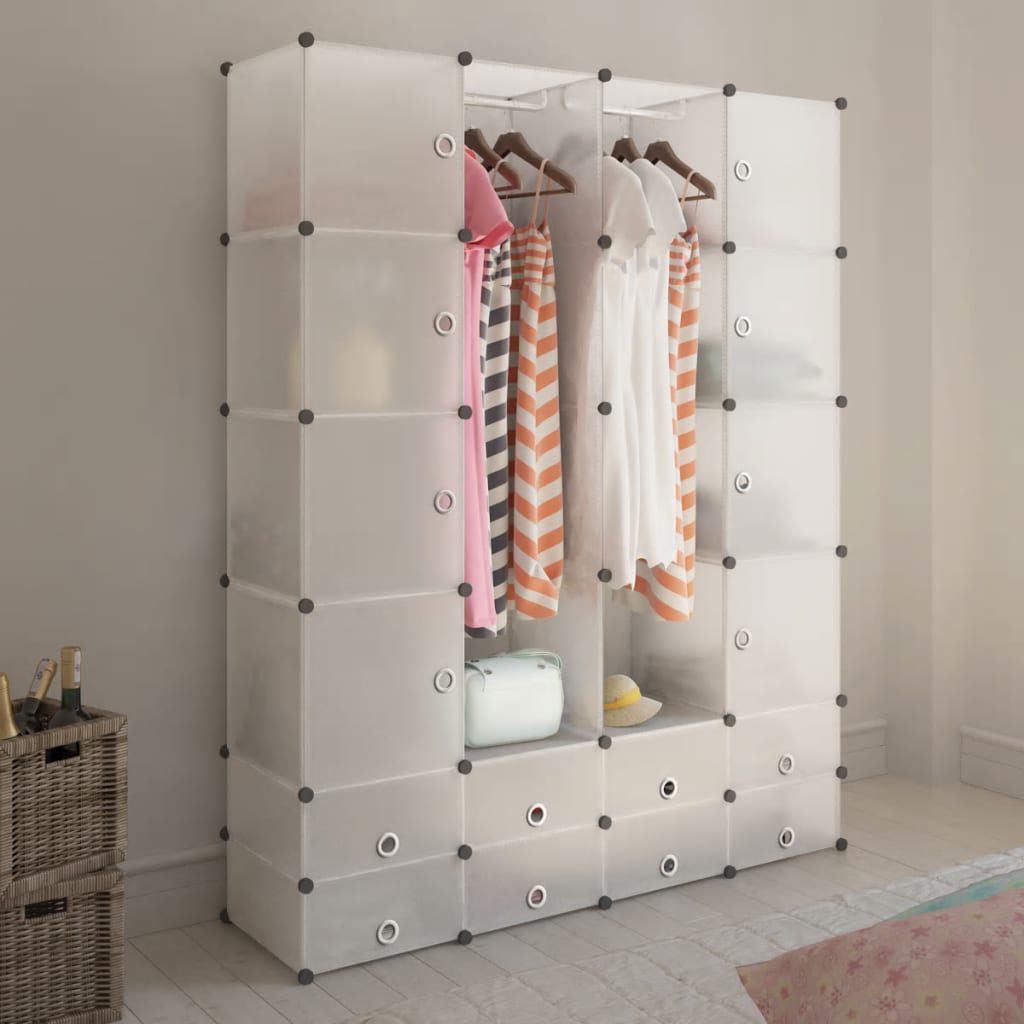 vidaXL Moduulikaappi 18 lokeroa 37x146x180,5 cm valkoinen
