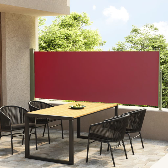vidaXL Sisäänvedettävä terassin sivumarkiisi 117x300 cm punainen