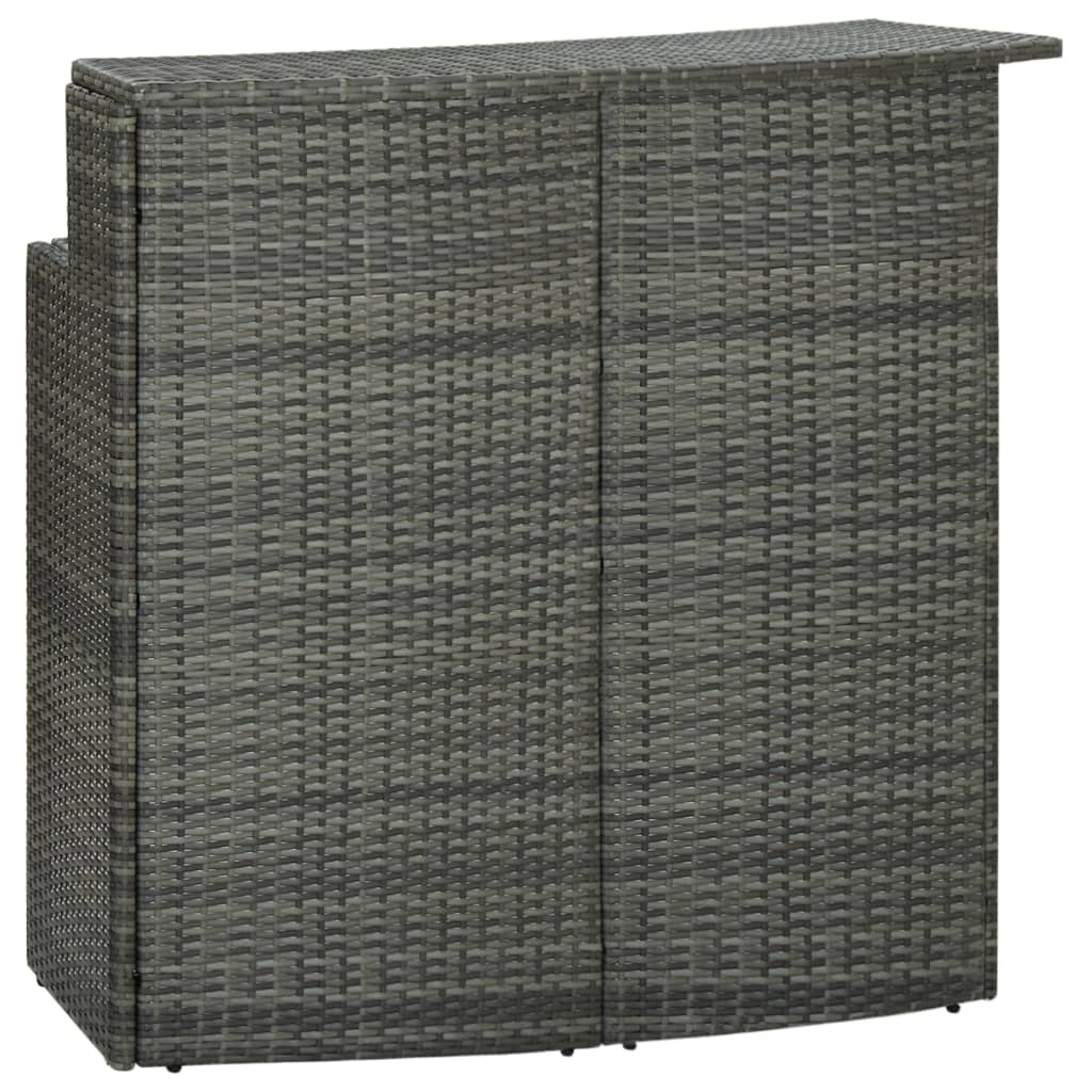 vidaXL Puutarhan baaripöytä harmaa 120x55x110 cm polyrottinki