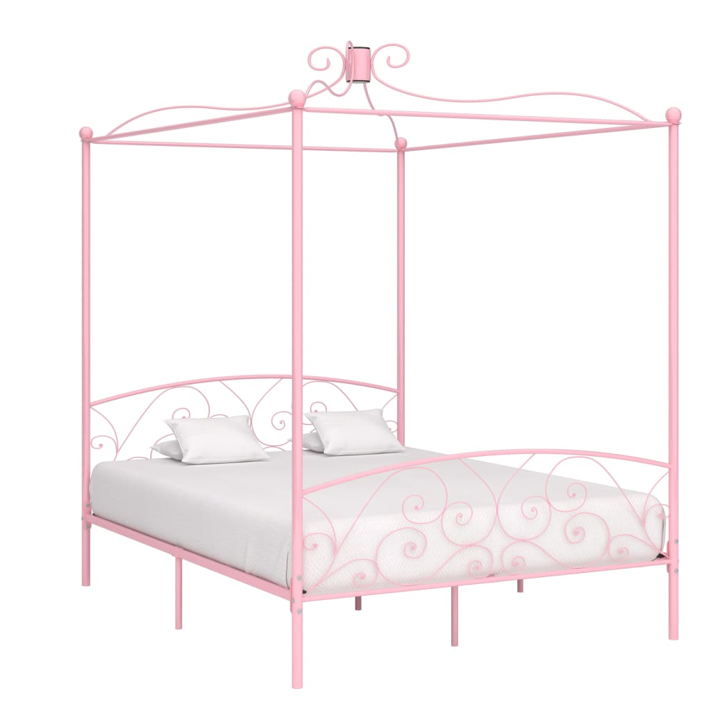 vidaXL Katossängynrunko pinkki metalli 160x200 cm