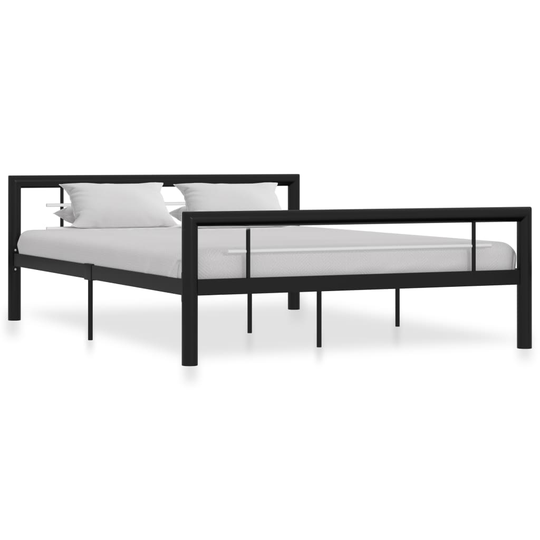 vidaXL Sängynrunko musta ja valkoinen metalli 120x200 cm