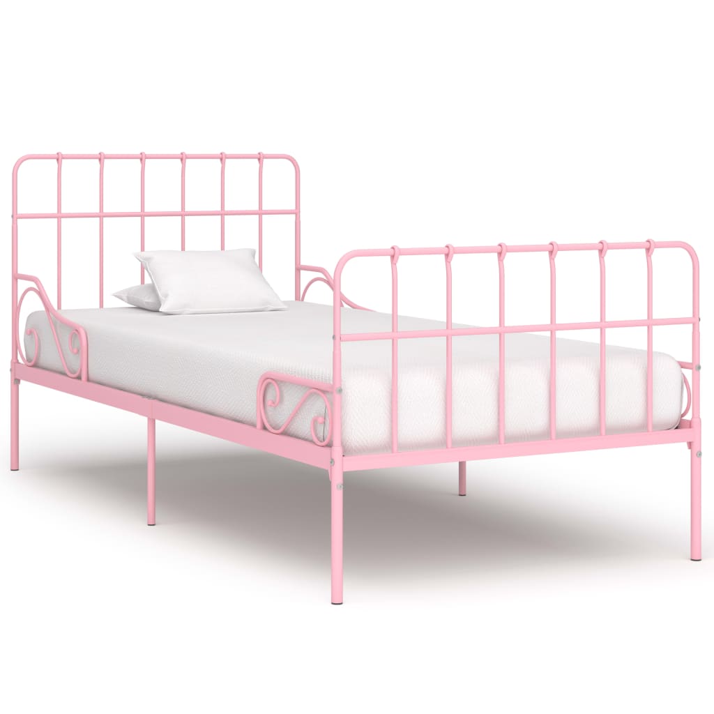 vidaXL Sängynrunko sälepohjalla pinkki metalli 100x200 cm