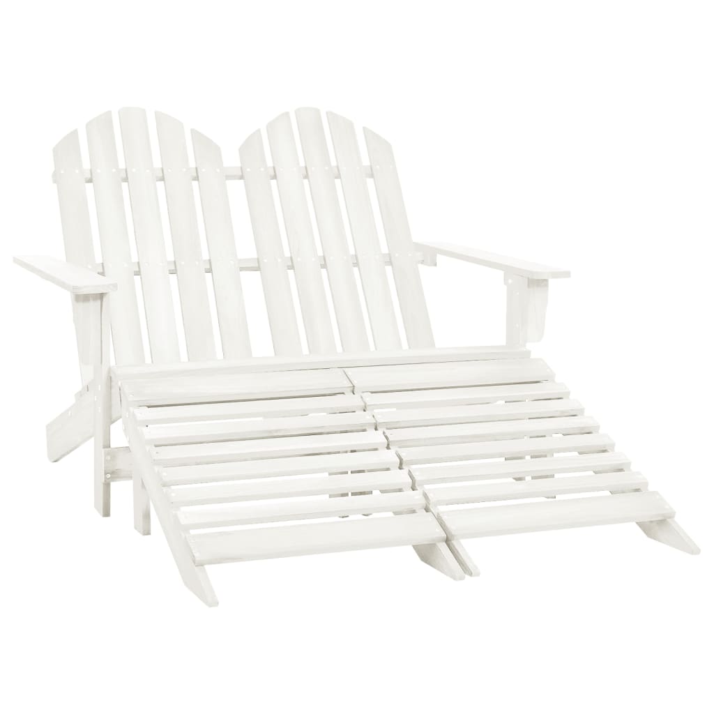 vidaXL 2-istuttava Adirondack-puutarhatuoli/rahi täysi kuusi valkoinen