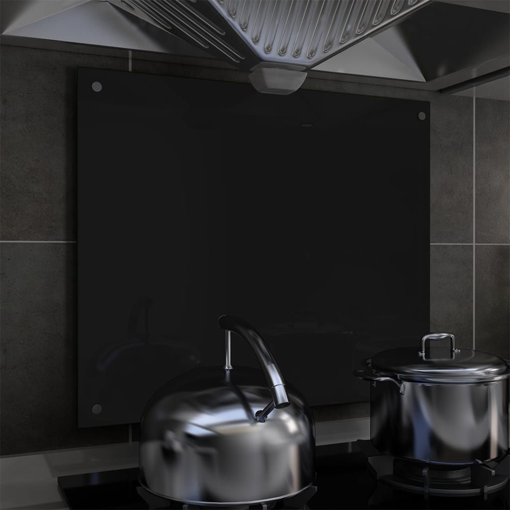 vidaXL Keittiön roiskesuoja musta 70x60 cm karkaistu lasi