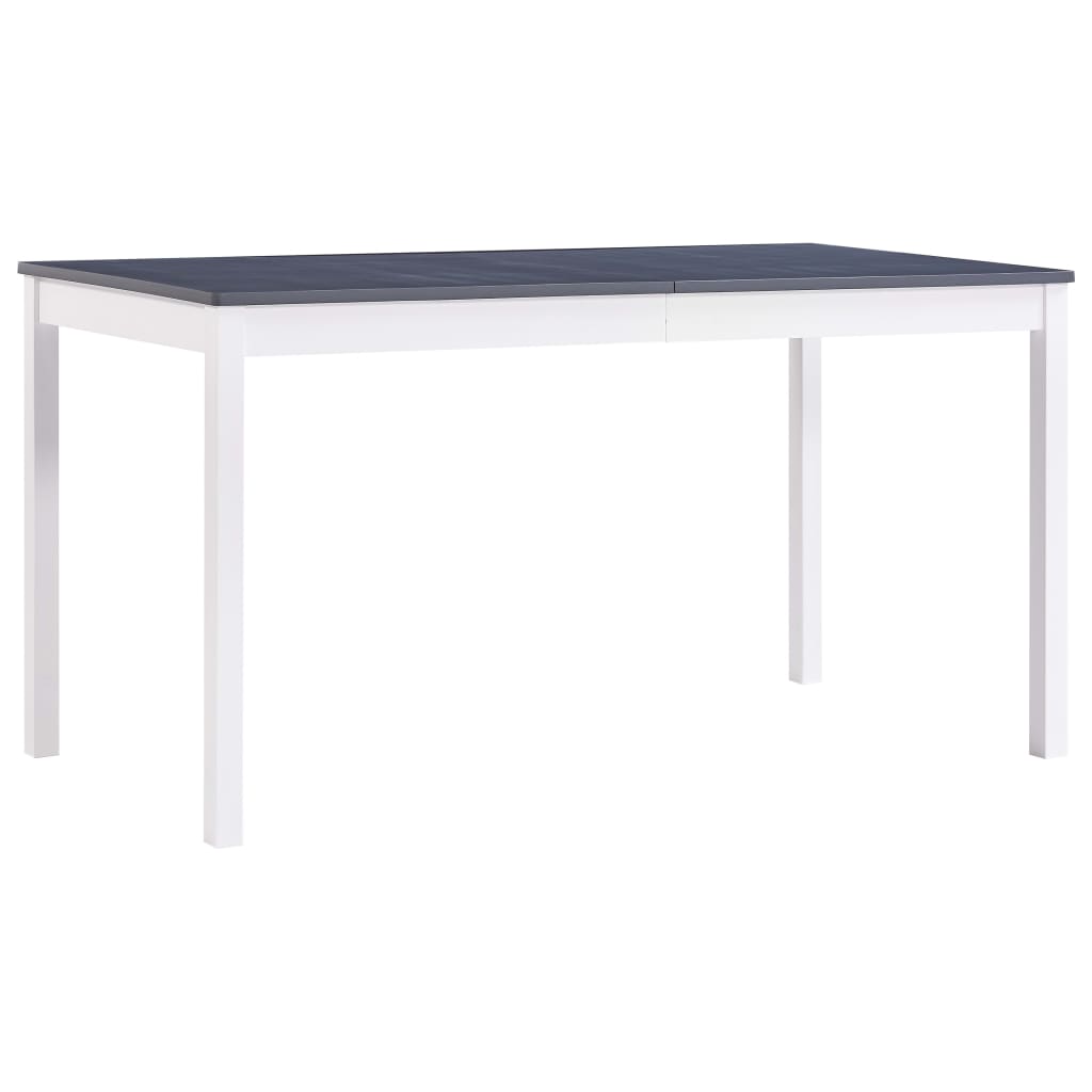 vidaXL Ruokapöytä valkoinen ja harmaa 140x70x73 cm mänty