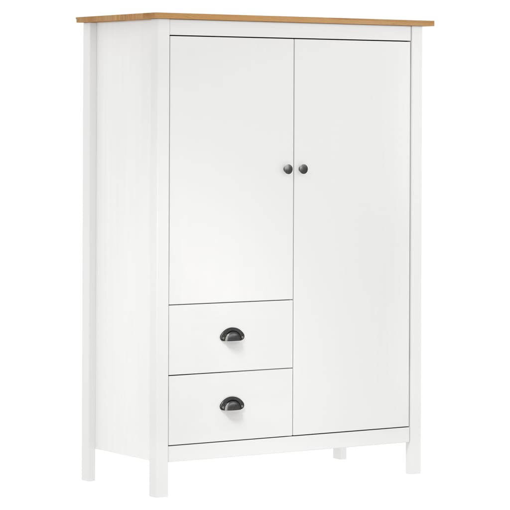vidaXL Kaksiovinen vaatekaappi Hill Range valkoinen 99x45x137 cm mänty