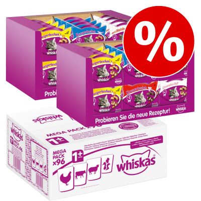 96 x 100 g Whiskas Adult -kissanruoka + 48 x 60 g Whiskas Temptation XXL -herkut erikoishintaan! - perinteinen kastikevalikoima