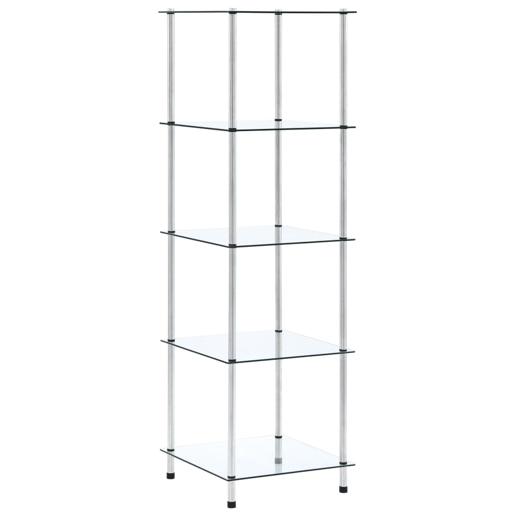 vidaXL 5-kerroksinen hylly läpinäkyvä 40x40x130 cm karkaistu lasi