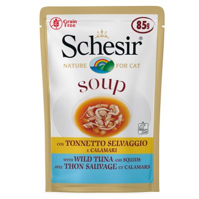 Schesir Cat Soup 6 x 85 g - villi tonnikala & mustekala