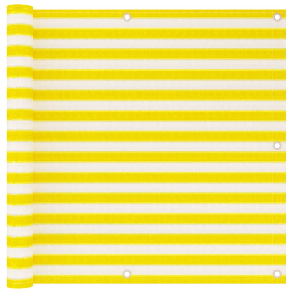 vidaXL Parvekkeen suoja keltainen ja valkoinen 90x500 cm HDPE