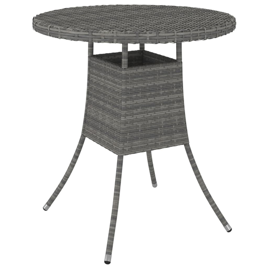 vidaXL Puutarhapöytä harmaa 70x70x73 cm polyrottinki