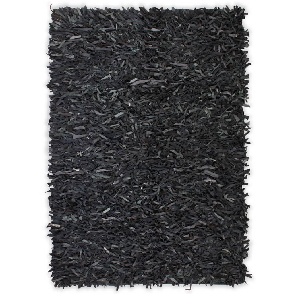 vidaXL Shaggy-matto aito nahka 190x280 cm harmaa