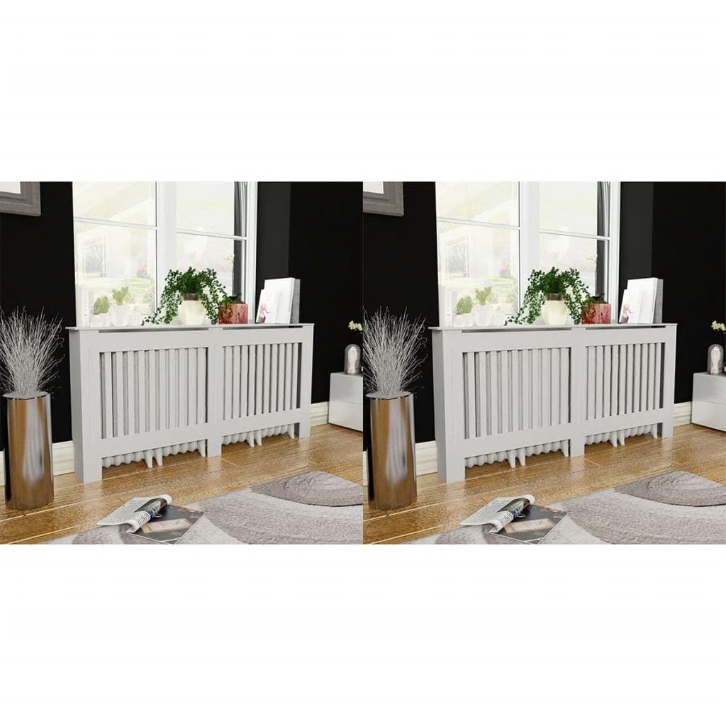 vidaXL Lämpöpatterin suojat 2 kpl MDF 172 cm valkoinen