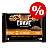 Crave Pouch kissan märkäruoka 20 % alennuksella! - lohi- & kanapatee (4 x 85 g)