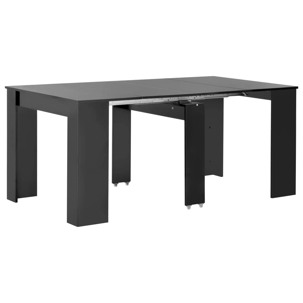 vidaXL Jatkettava ruokapöytä korkeakiilto musta 175x90x75 cm