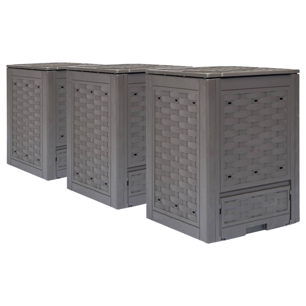 vidaXL Puutarhan kompostit 3 kpl 60x60x83 cm 900 l ruskea