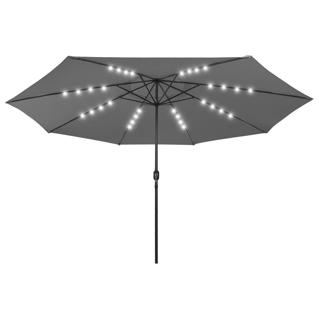 vidaXL Aurinkovarjo LED-valot ja metallitanko 400 cm antrasiitti