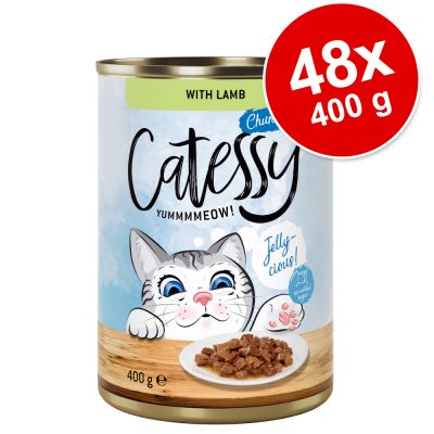 Säästöpakkaus: Catessy kastikkeella tai hyytelöllä 48 x 400 g - lohi hyytelössä