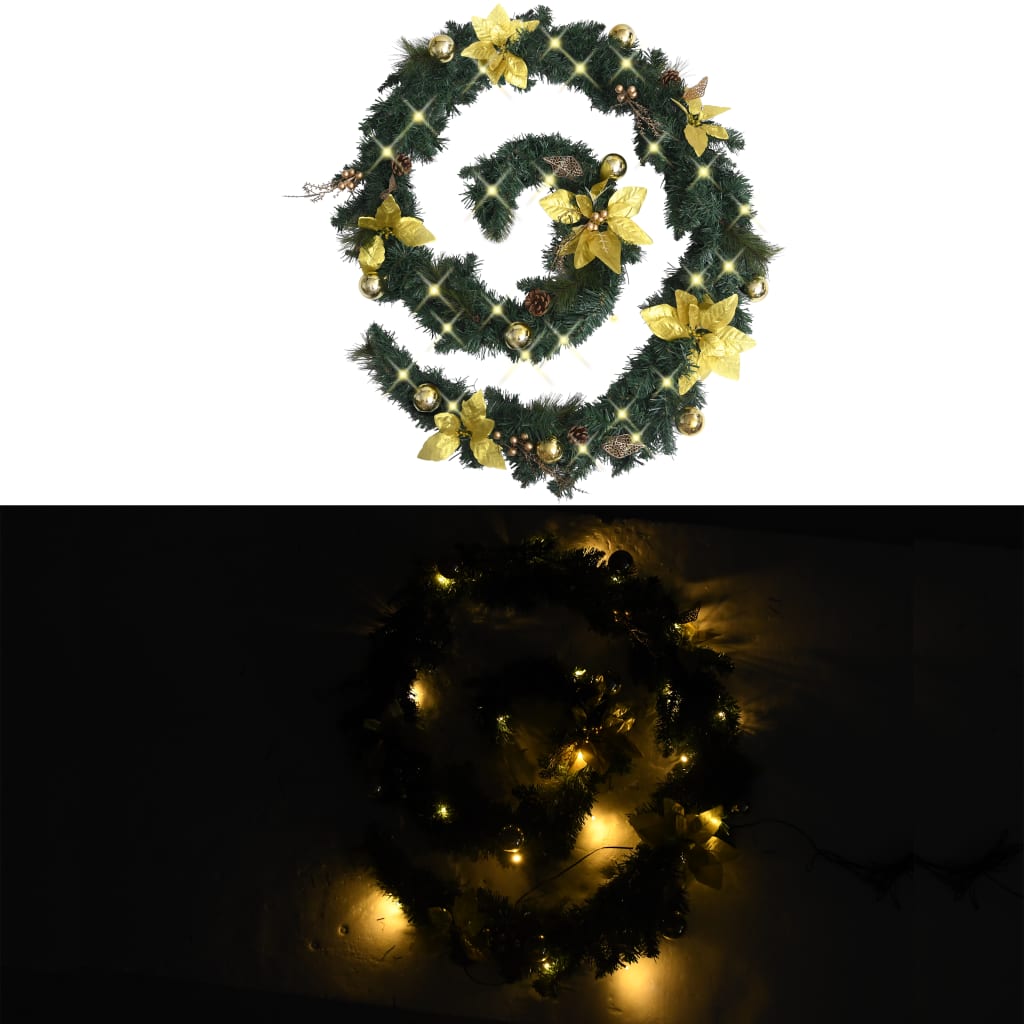vidaXL Jouluköynnös LED-valoilla vihreä 2,7 m PVC