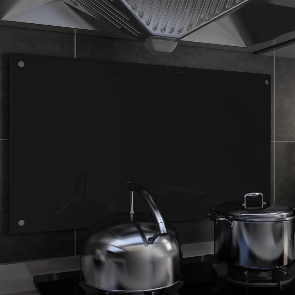 vidaXL Keittiön roiskesuoja musta 90x50 cm karkaistu lasi