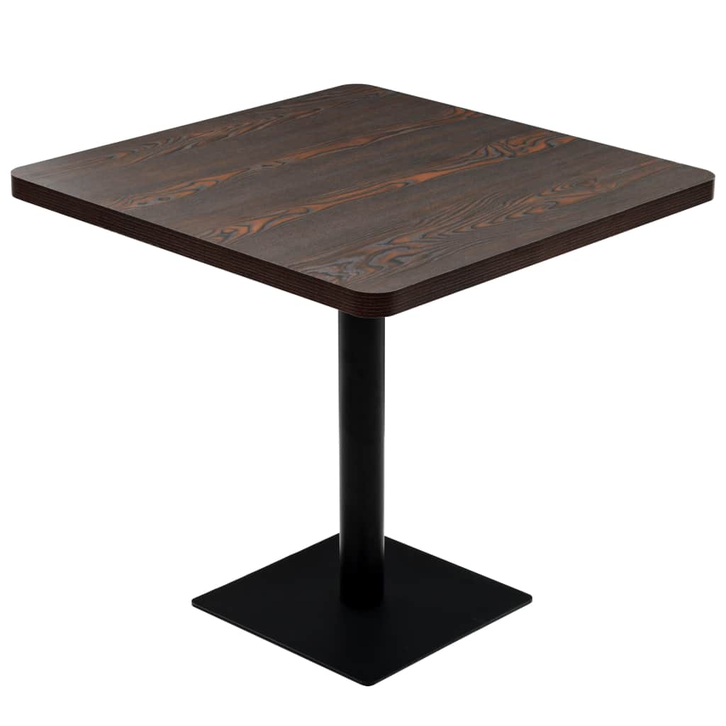 vidaXL Bistropöytä MDF ja teräs neliö 80x80x75 cm tumma tuhka