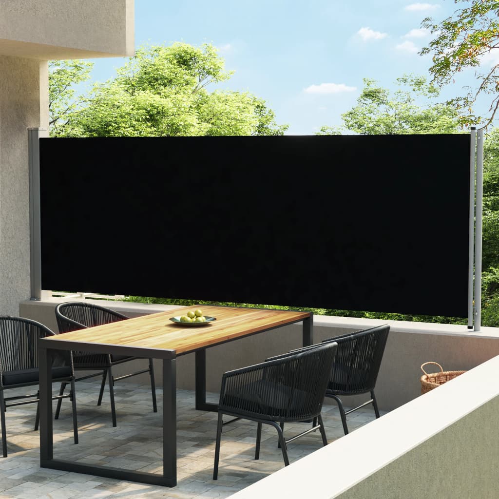 vidaXL Sisäänvedettävä terassin sivumarkiisi 600x160 cm musta