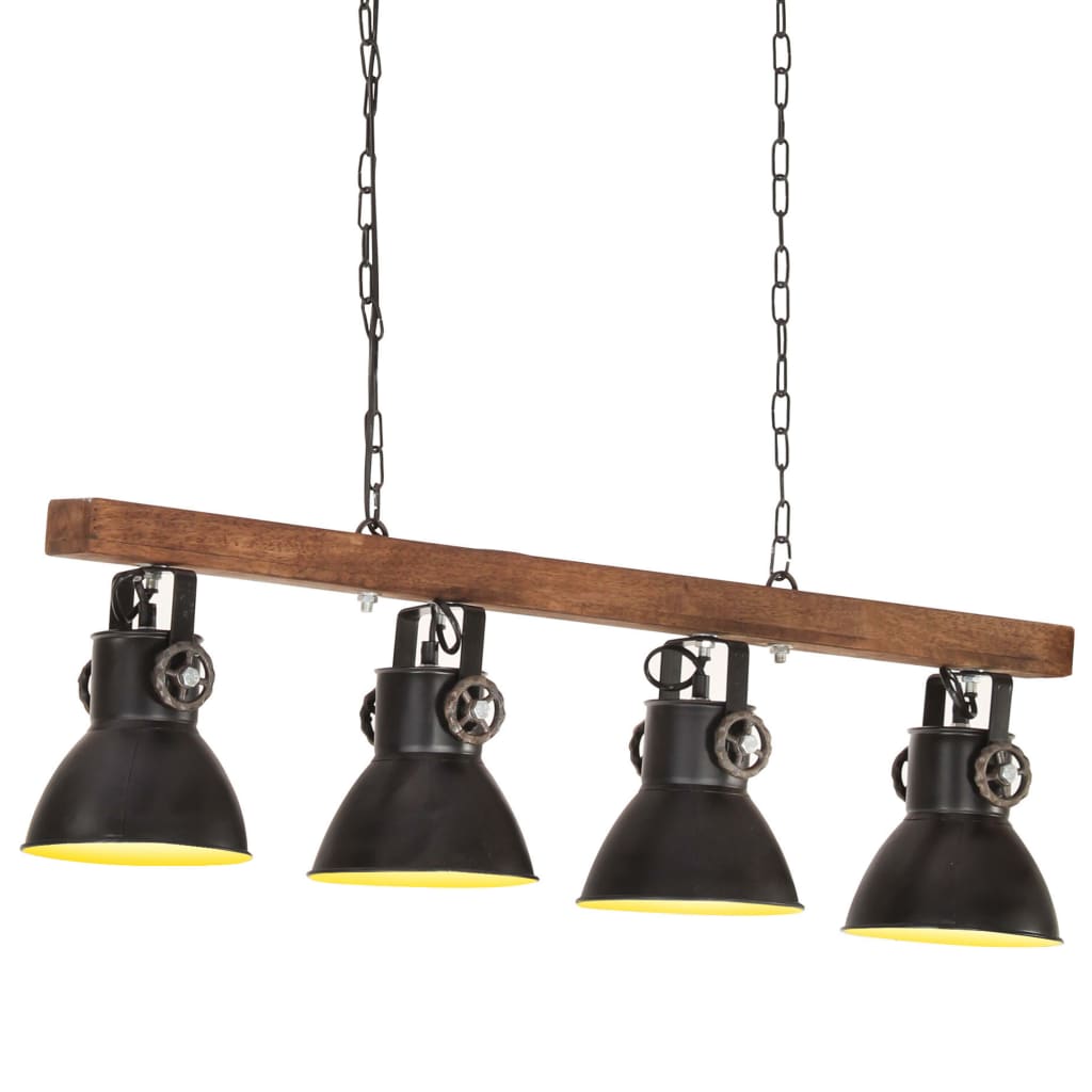vidaXL Teollistyylinen kattovalaisin musta E27 mangopuu
