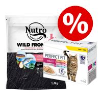 1,4 kg Nutro-kuivaruoka + 12 x 85 g Perfect Fit -mix erikoishintaan! - Wild Frontier Adult Turkey & Chicken