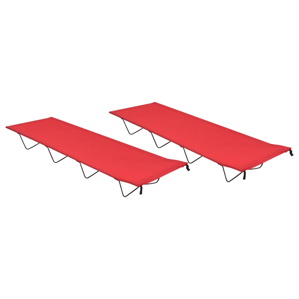 vidaXL Retkisängyt 2 kpl 180x60x19 cm Oxford-kangas ja teräs punainen