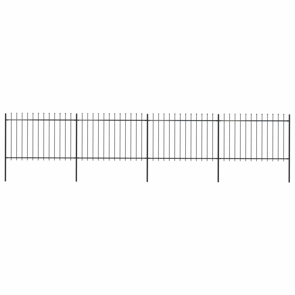 vidaXL Puutarha-aita keihäänkärjillä 6,8x1,2 m teräs musta