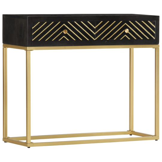 vidaXL Konsolipöytä musta ja kulta 90x30x75 cm täysi mangopuu