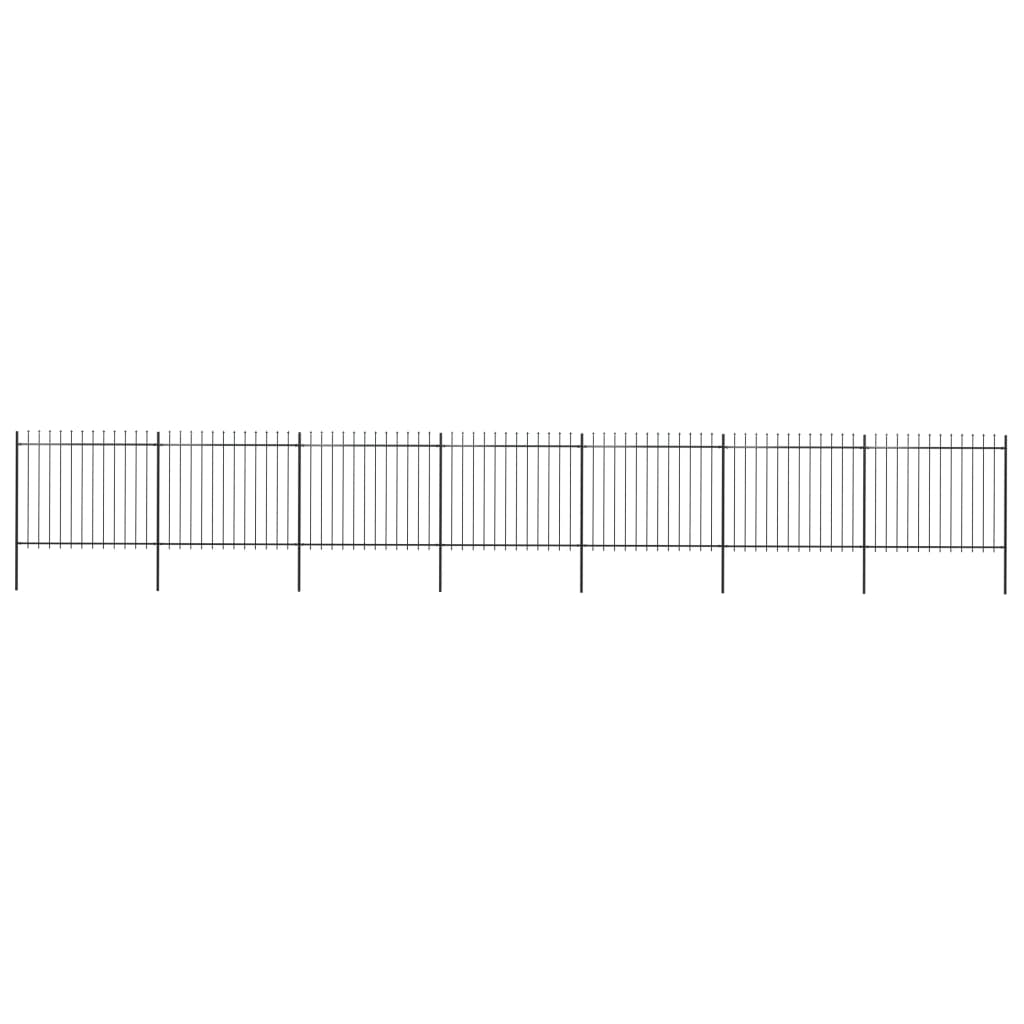 vidaXL Puutarha-aita keihäänkärjillä 11,9x1,5 m teräs musta