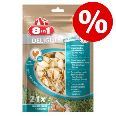 8in1 Delights -koiranherkut erikoishintaan! - Delights Pro Dental -puruluut, kana - M ( 70 g )