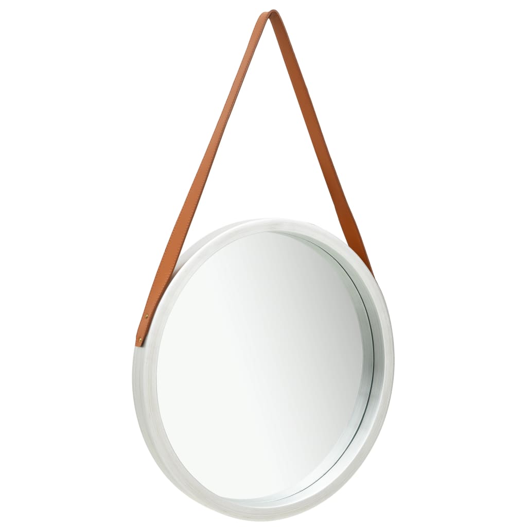 vidaXL Seinäpeili hihnalla 50 cm hopea
