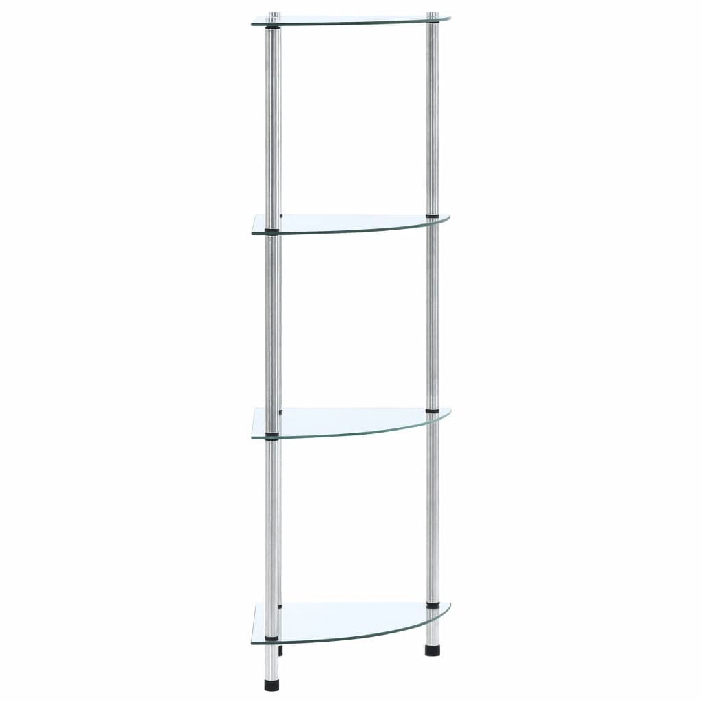 vidaXL 4-kerroksinen hylly läpinäkyvä 30x30x100 cm karkaistu lasi