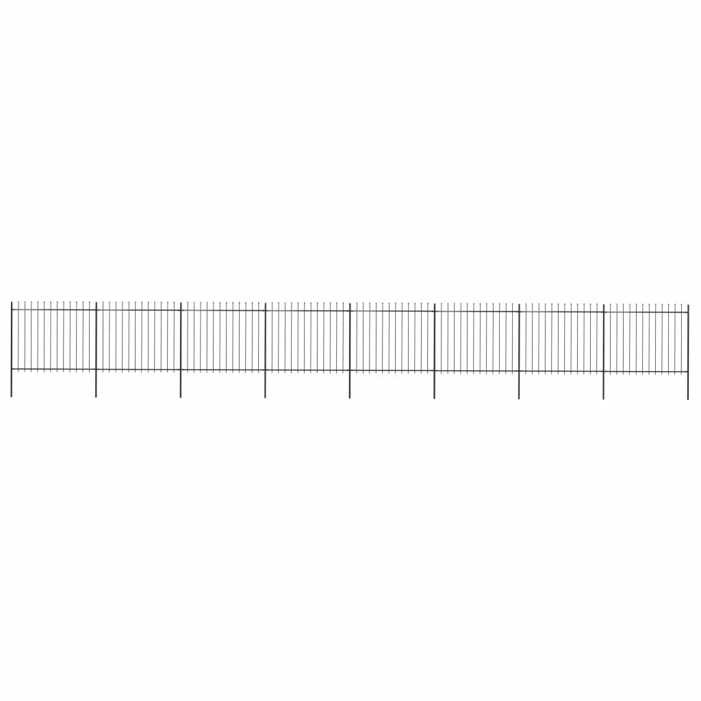 vidaXL Puutarha-aita keihäänkärjillä 13,6x1,5 m teräs musta