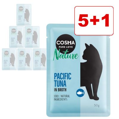 Cosma Nature Pouch 6 x 50 g: 5 + 1 kaupan päälle! - kana & lohi