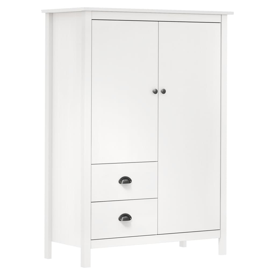 vidaXL Kaksiovinen vaatekaappi Hill Range valkoinen 99x45x137 cm mänty