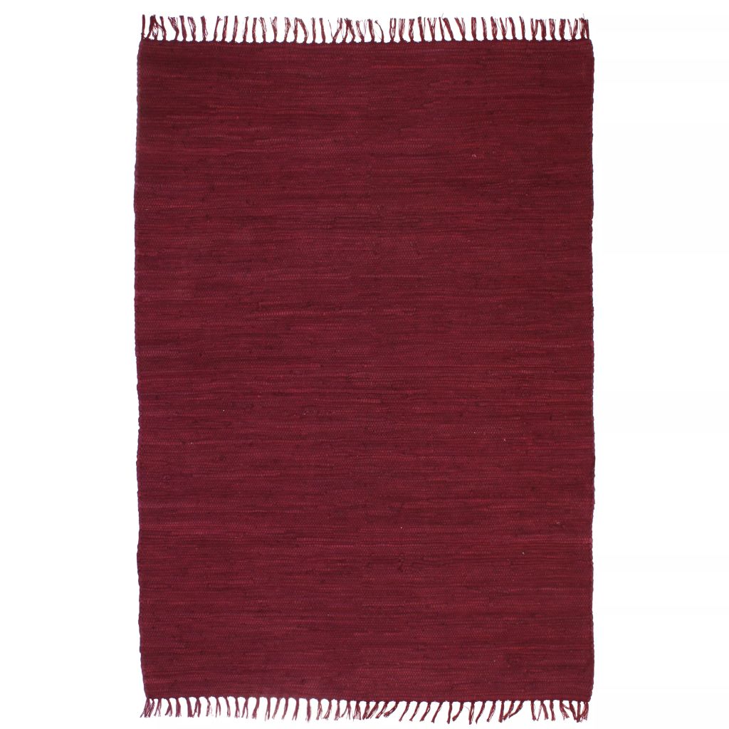 vidaXL Käsinkudottu Chindi-matto puuvilla 80x160 cm burgundi