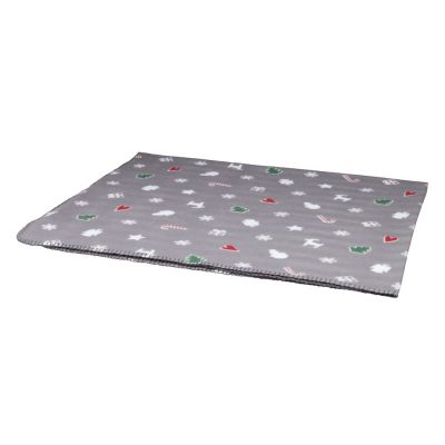 Trixie Yuki -fleecepeitto, jouluaiheinen, harmaa - Pesupussi XL-koko: P 75 x L 80 cm