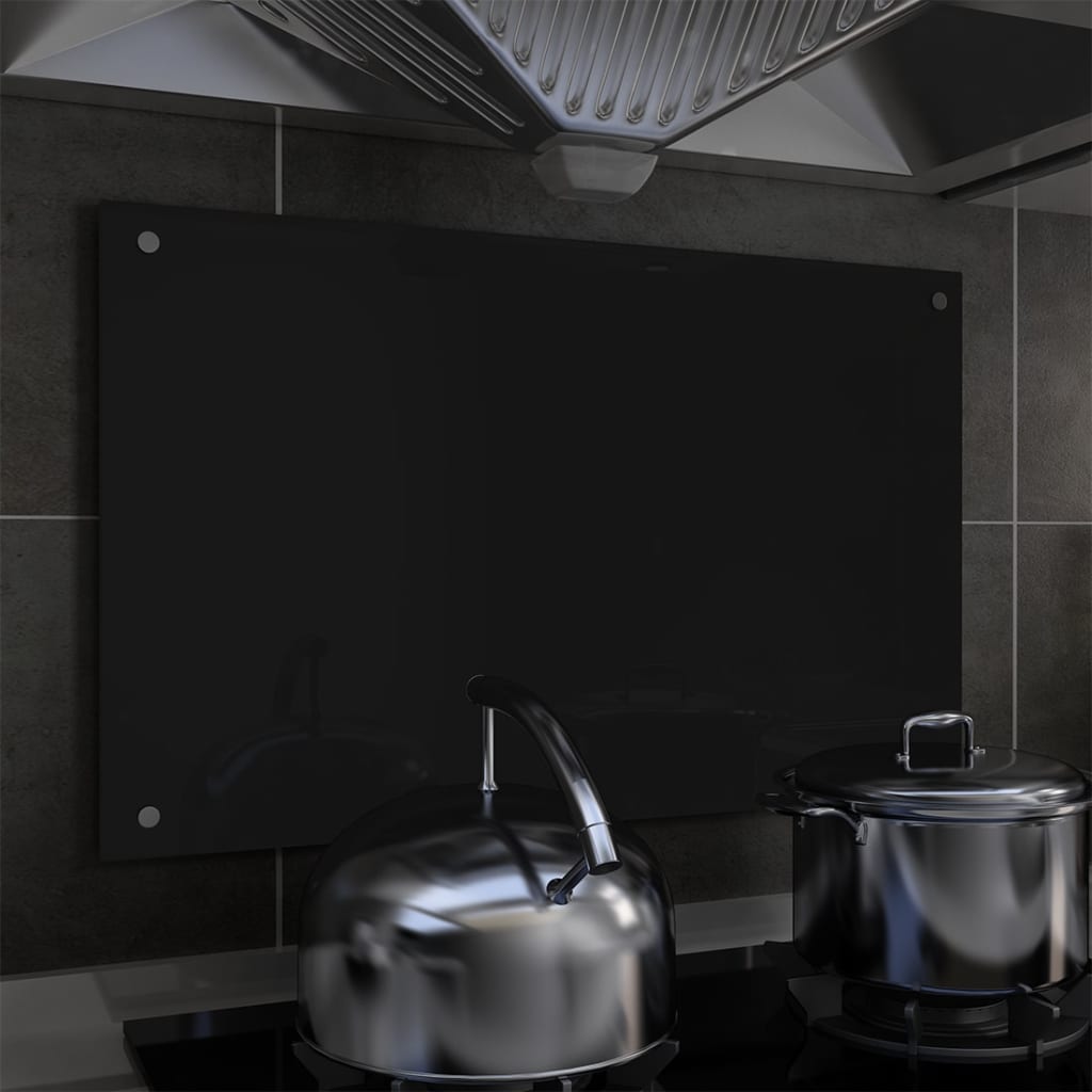 vidaXL Keittiön roiskesuoja musta 80x50 cm karkaistu lasi