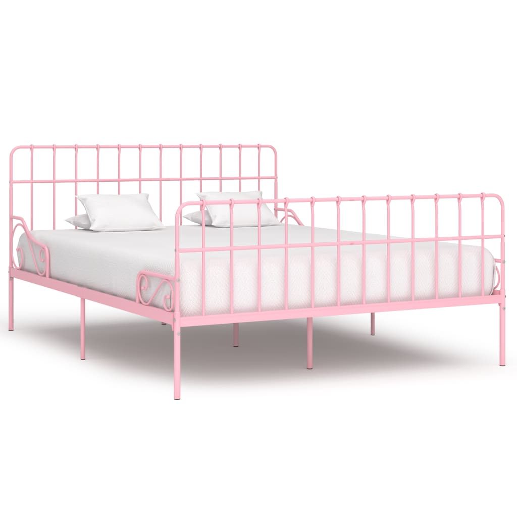 vidaXL Sängynrunko sälepohjalla pinkki metalli 200x200 cm