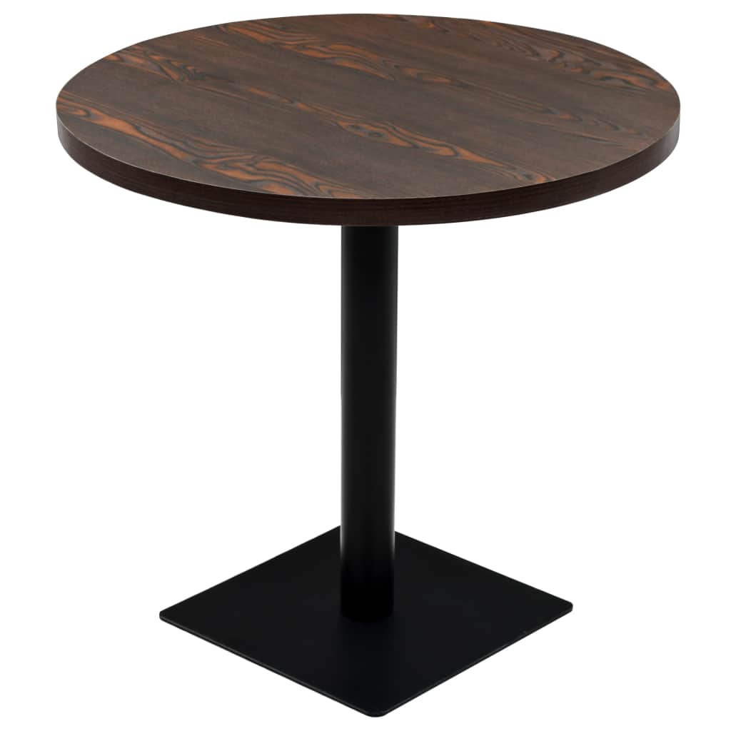 vidaXL Bistropöytä MDF ja teräs pyöreä 80x75 cm tumma tuhka