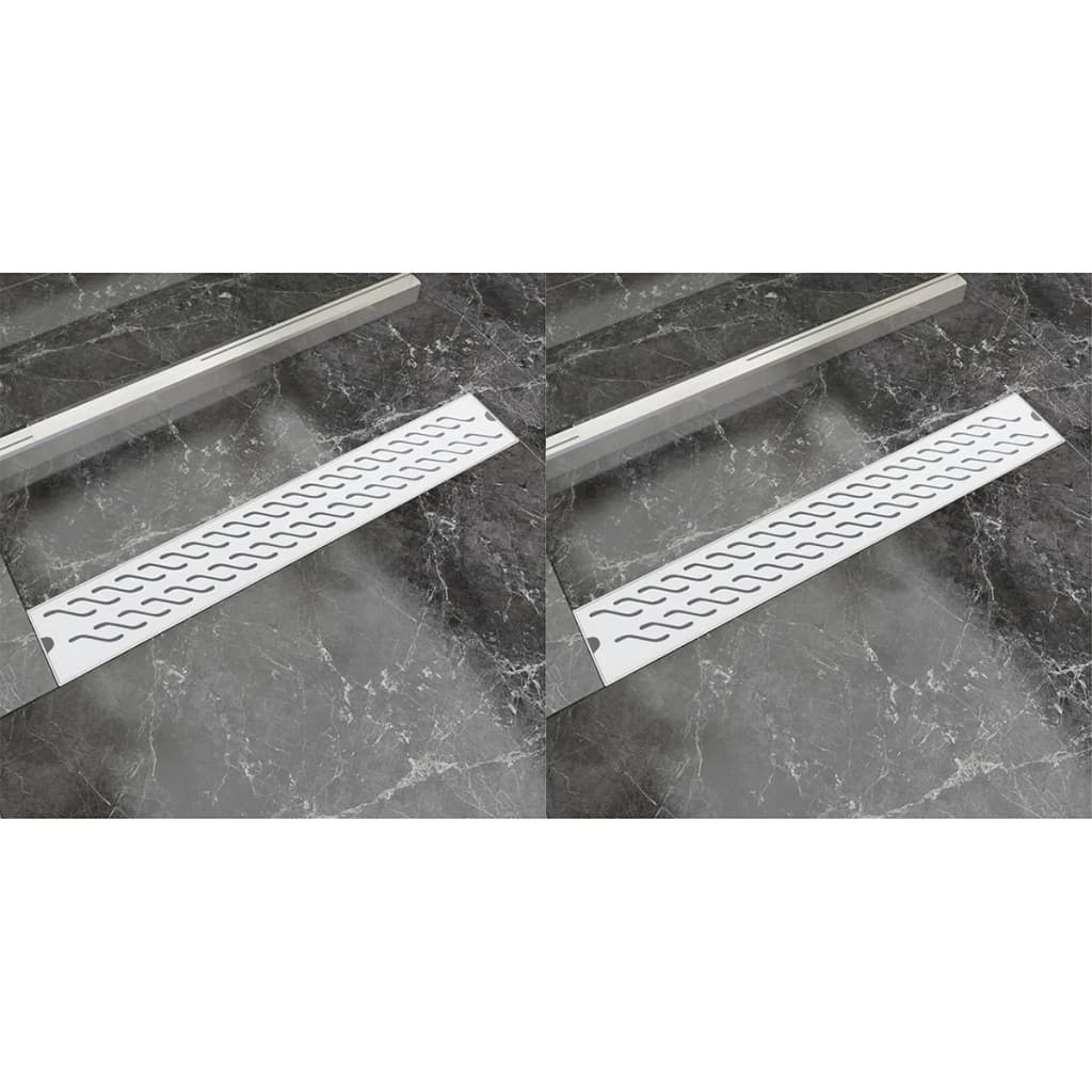 vidaXL Lineaarinen suihkukaivo aalto 2 kpl 730x140mm ruostumaton teräs