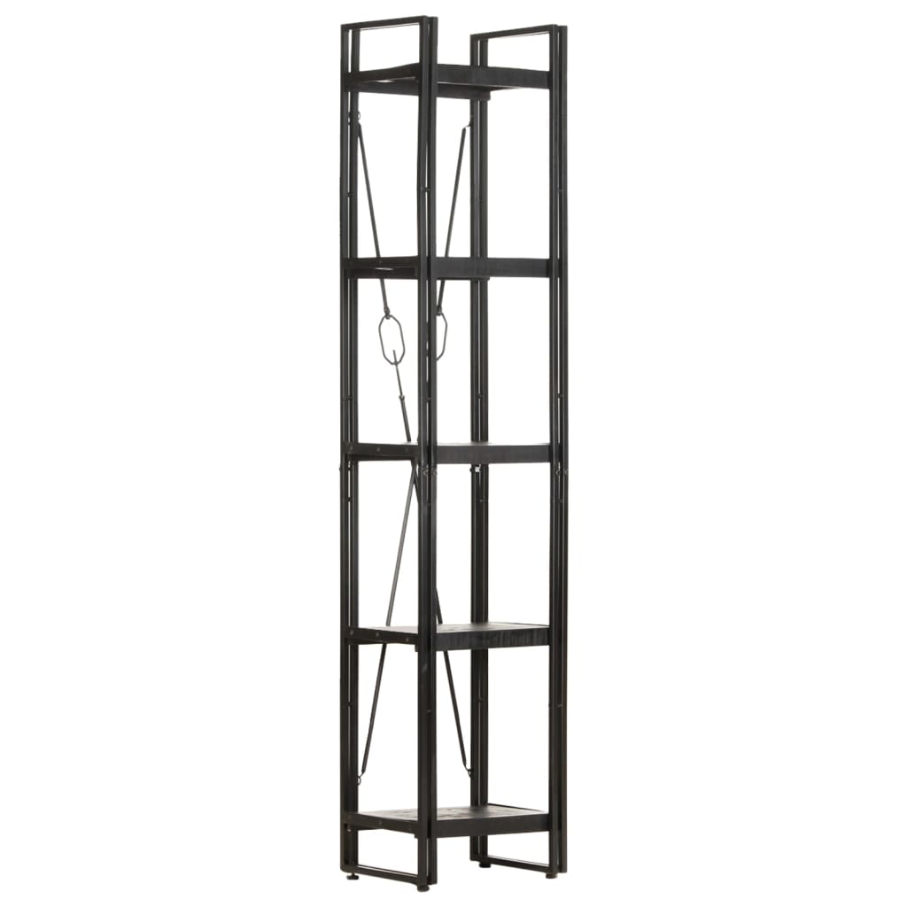 vidaXL 5-tasoinen kirjahylly musta 40x30x180 cm täysi mangopuu
