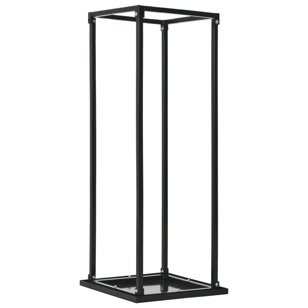 vidaXL Polttopuuteline alustalla musta 37x37x113 cm teräs